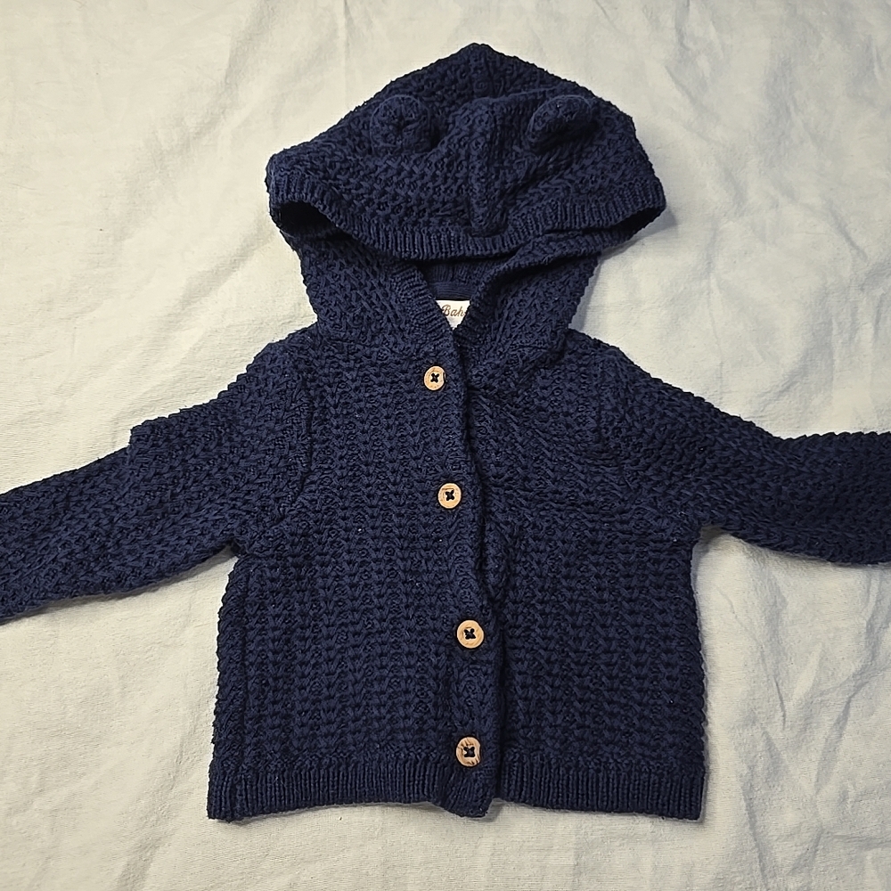 Navy Blue Knitted Tommy Bahama Kids Hoodie-0-3 Months